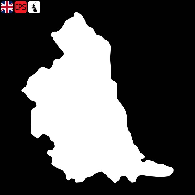 Mapa de la región del noreste de Inglaterra Reino Unido ilustración vectorial