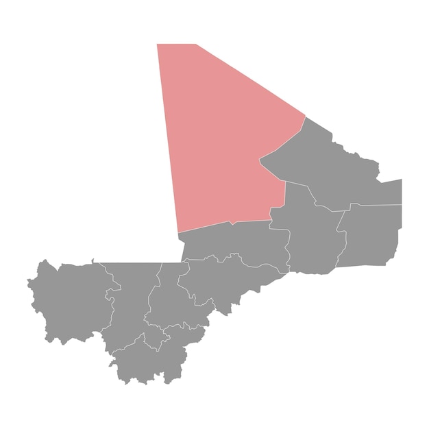 Mapa de la región de Taoudenit división administrativa de Mali Ilustración vectorial