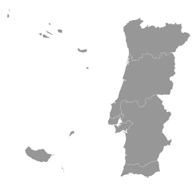 Mapa de las regiones de Portugal Ilustración vectorial