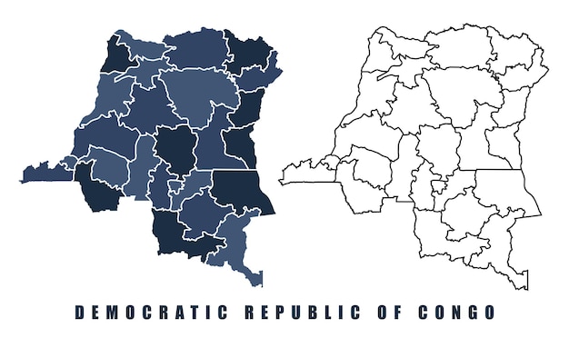 Mapa de las regiones de la República Democrática del Congo Conjunto vectorial de contornos fronterizos