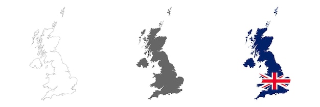 Mapa de Reino Unido muy detallado con bordes aislados en el fondo