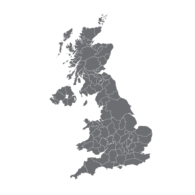 Vector mapa del reino unido con las regiones de los condados