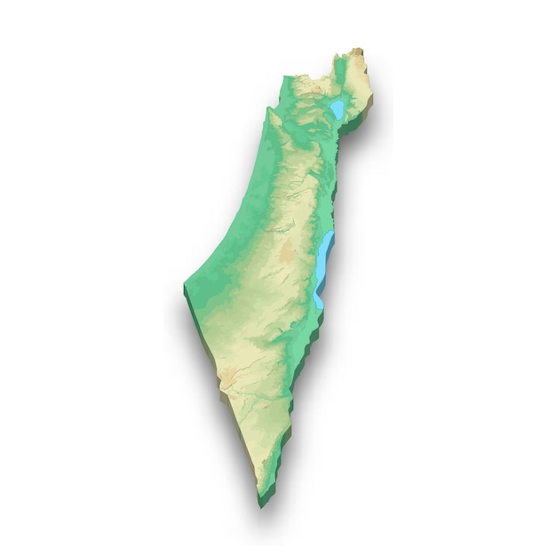 Mapa en relieve isométrico 3d de israel