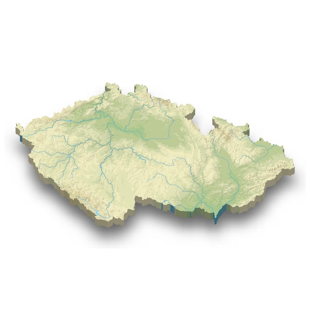 Mapa en relieve isométrico 3d de la república checa