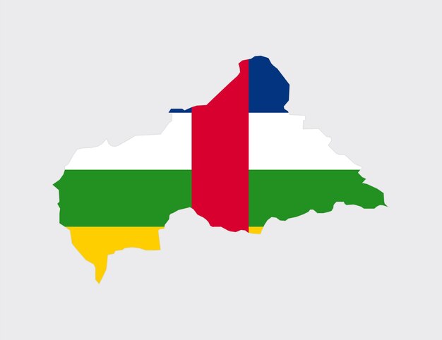Mapa de la República Centroafricana con bandera nacional