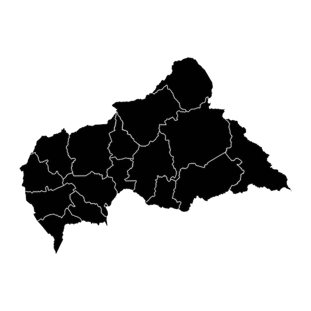 Vector mapa de la república centroafricana con divisiones administrativas ilustración vectorial