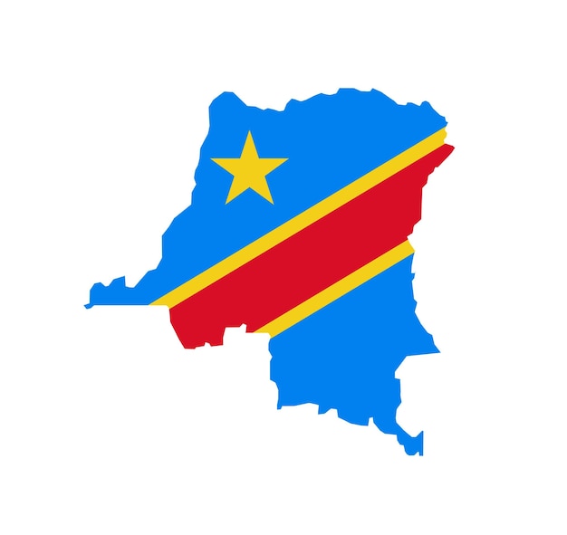 Mapa de la República Democrática del Congo con bandera nacional