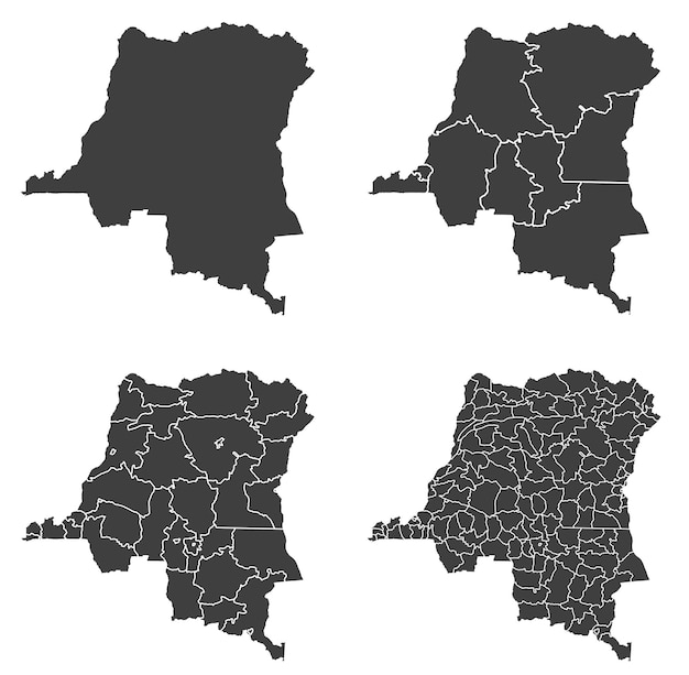 Vector el mapa de la república democrática del congo con división regional