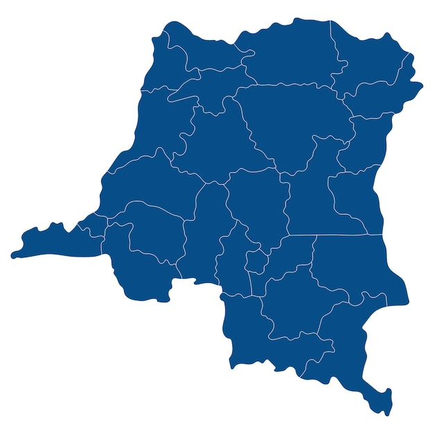 Mapa de la República Democrática del Congo Mapa del Congo en provincias administrativas en color azul