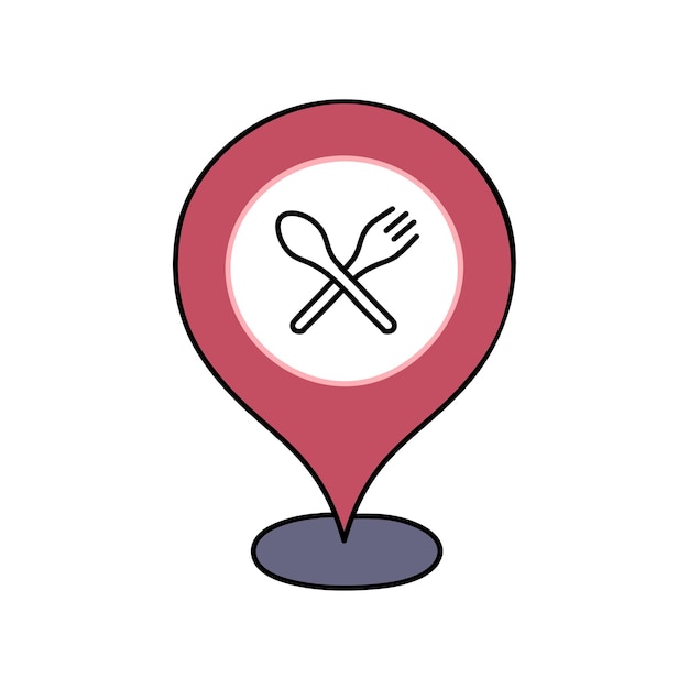 mapa de restaurante de alfileres dibujado a mano ilustración vectorial de color