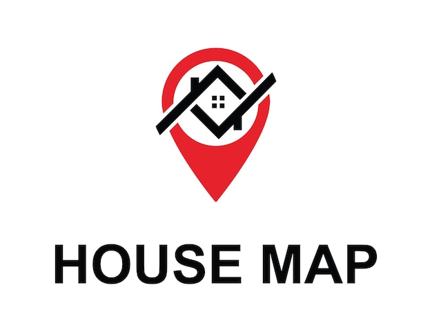 un mapa rojo con un mapa de la casa y un bolígrafo en él el logotipo del mapa de la Casa