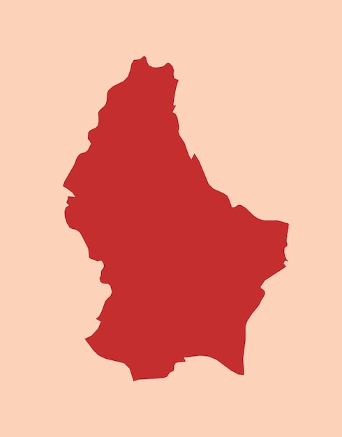 Mapa rojo plano simple de Luxemburgo