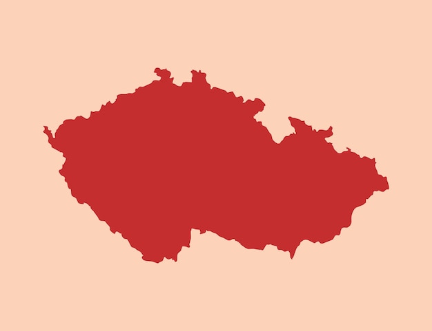 Mapa rojo plano simple de la República Checa