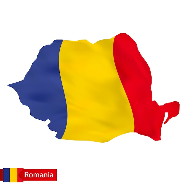 Mapa de Rumania con la bandera de Rumania