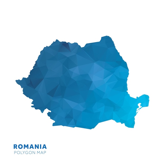 Mapa de Rumania Mapa de polígonos geométricos azules