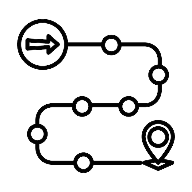 mapa de ruta de desarrollo del proyecto icono contorno señal de conjunto