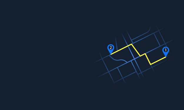 Mapa de ruta con puntos Servicio online Entrega Alquiler de vehículos