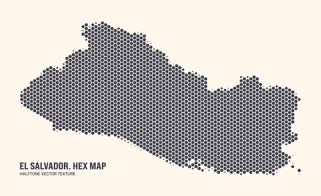 Vector el mapa de el salvador vector patrón hexagonal de medio tono aislado en un fondo claro