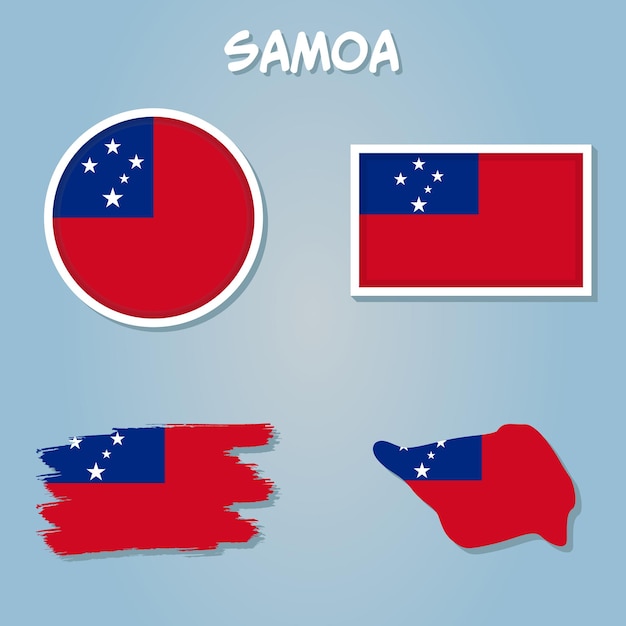 Mapa de Samoa con la bandera de la Nación