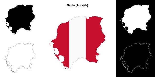 Mapa de Santa Ancash con la bandera peruana
