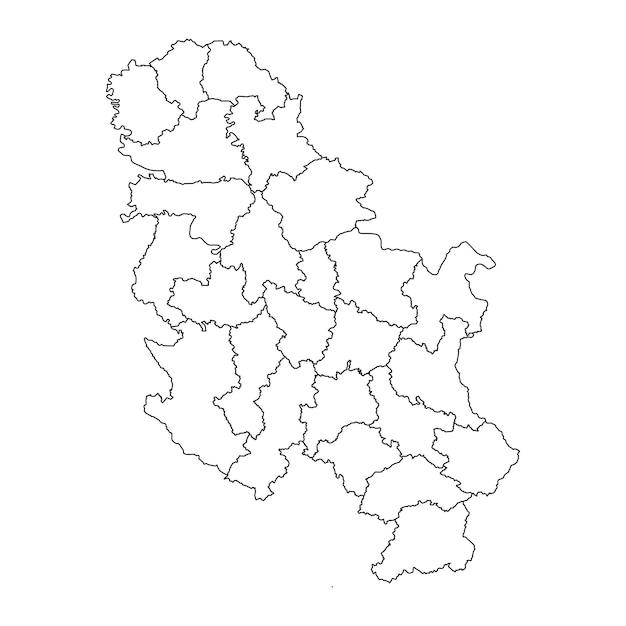 Mapa de Serbia con distritos administrativos sin ilustración vectorial de Kosovo