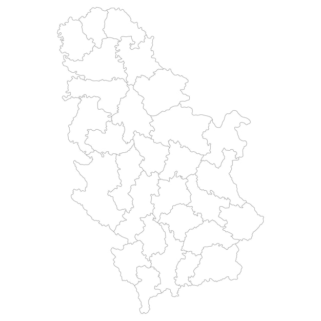 Mapa de Serbia Mapa de Serbia en provincias administrativas en color blanco