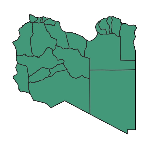 Mapa simple de Libia verde con ilustración vectorial del contorno de la frontera de los estados