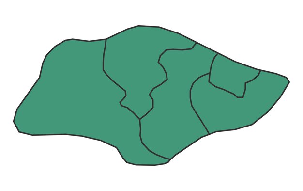 Mapa simple verde de Singapur con ilustración vectorial del contorno de la frontera de los estados