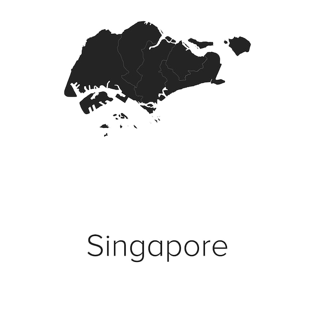 Mapa de Singapur Ilustración vectorial silueta Contorno Mapa de viajes y turismo de Singapur