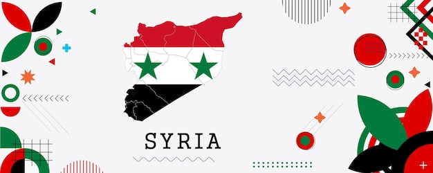 Mapa de Siria Bandera día nacional estandarte diseño de la bandera tema de arte web de fondo ilustración vectorial