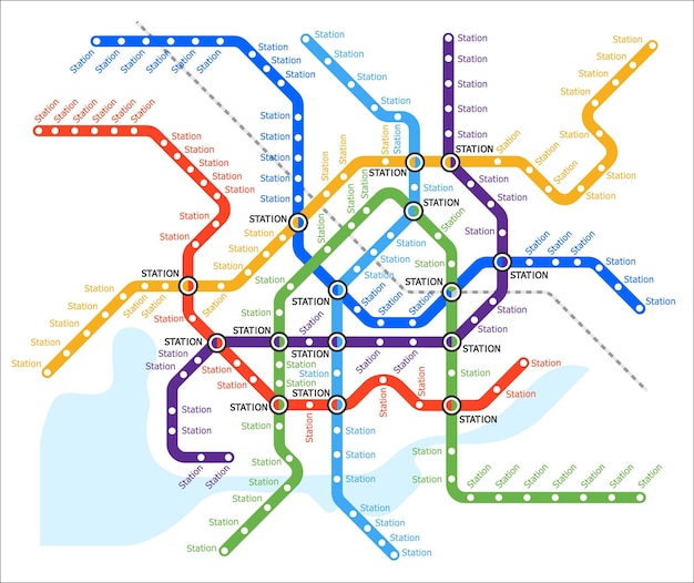 Vector mapa del sistema de transporte subterráneo del metro