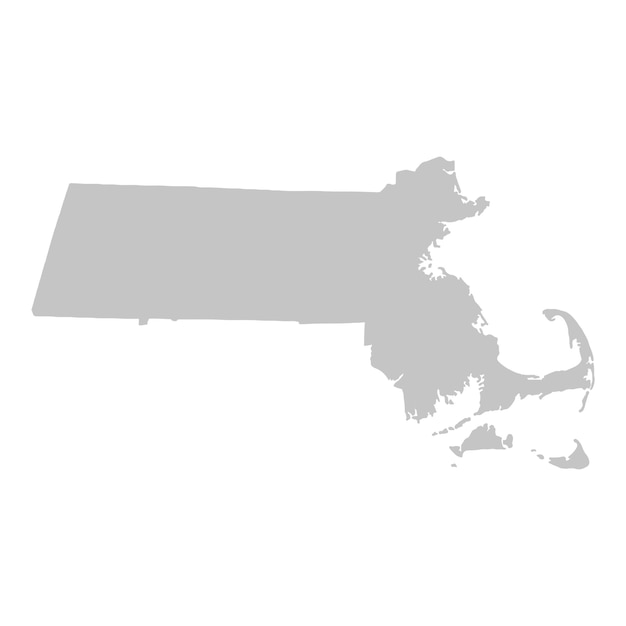 Mapa sólido gris del estado de Massachusetts