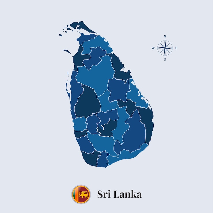 Vector mapa de sri lanka con bandera mapa de la bandera de sri lanka