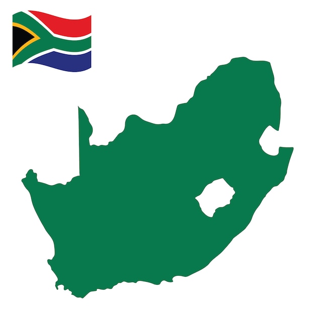 Mapa de Sudáfrica con la bandera nacional