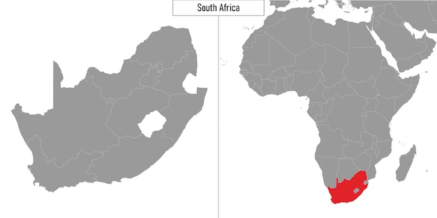 Mapa de Sudáfrica y ubicación en el mapa de África Ilustración vectorial