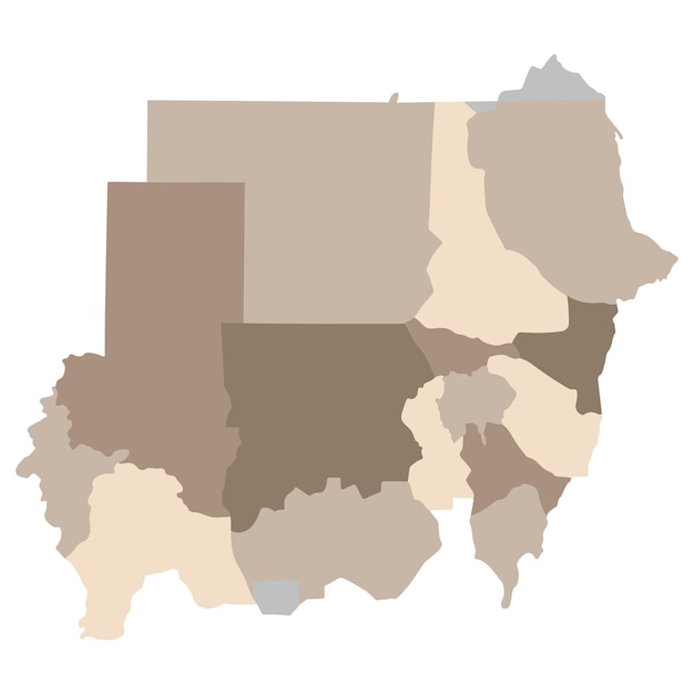 Mapa de Sudán Mapa de Sudán en estados administrativos regiones en multicolor