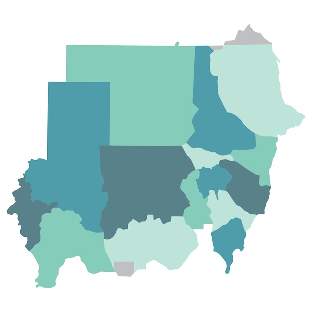 Vector mapa de sudán mapa de sudán en estados administrativos regiones en multicolor