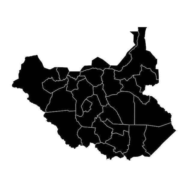 Mapa de Sudán del Sur con divisiones administrativas Ilustración vectorial