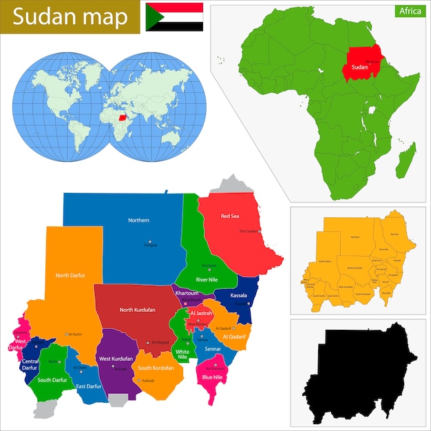 Vector mapa de sudán