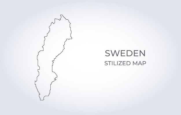 Mapa de Suecia en un estilo minimalista estilizado