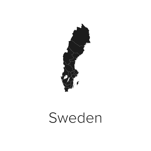 Mapa de Suecia Ilustración vectorial silueta Contorno Mapa de viajes y turismo de Suecia