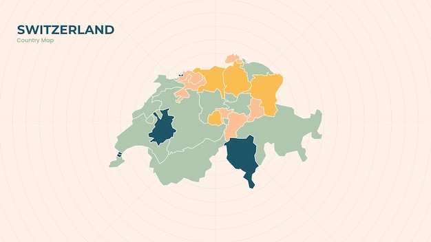 Mapa de Suiza aislado Estado moderno colorido