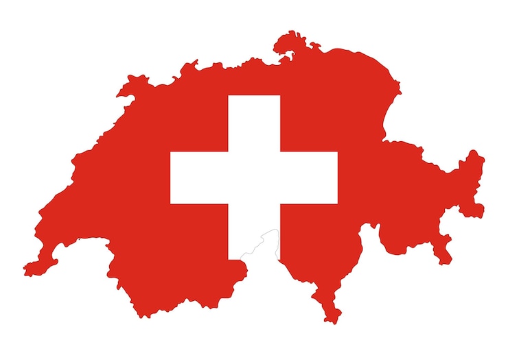 Vector mapa de suiza con la bandera suiza