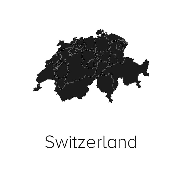 Mapa de Suiza Ilustración vectorial silueta Contorno Mapa de viajes y turismo de Suiza