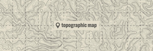 Vector mapa superior con líneas de contorno relieve de cuadrícula de terreno geográfico altura elevación camino de tierra