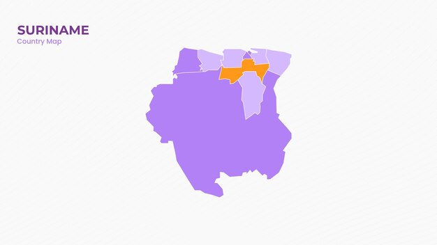 Mapa del Suriname aislado Estado moderno colorido