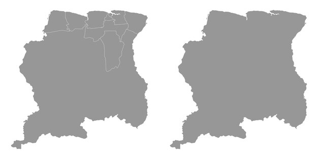 Mapa de Suriname con divisiones administrativas Ilustración vectorial