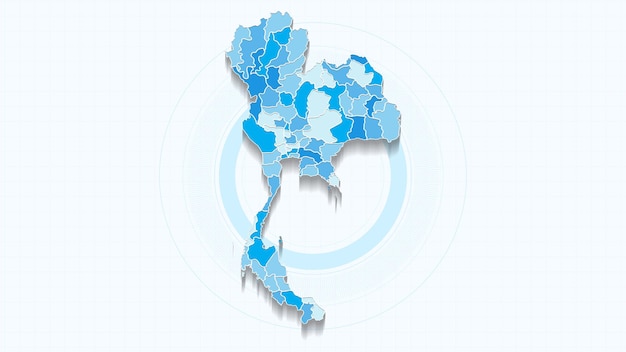 Mapa de Tailandia en azul Mapa de tailandia con las fronteras de los estados país muy detallado
