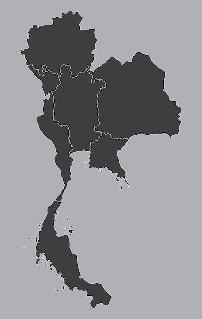 Vector el mapa de tailandia incluye regiones