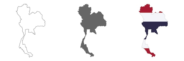 Mapa de tailandia muy detallado con bordes aislados en el fondo